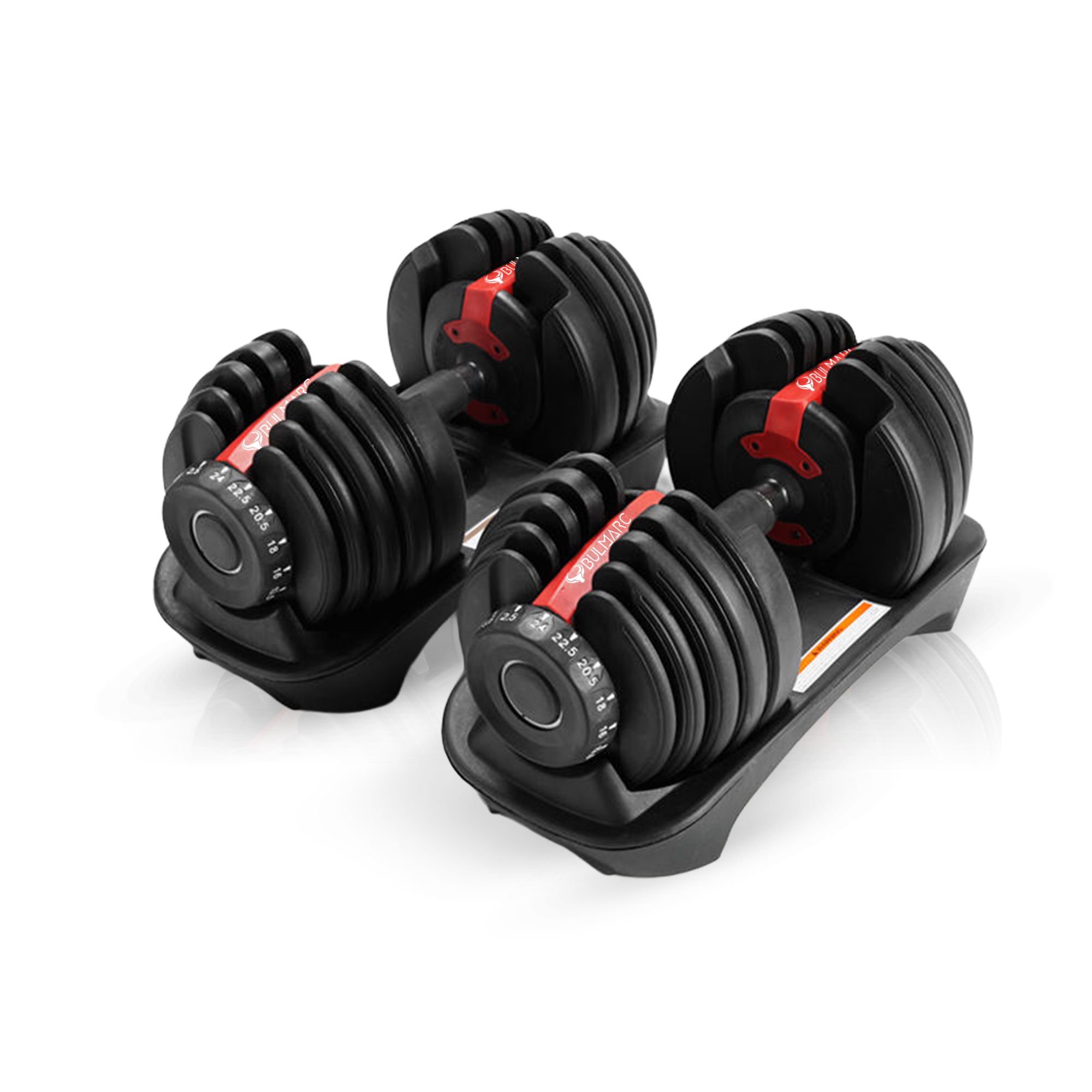 Bulmarc Adjustable Dumbbell Pair 2.5kg–24kg Each | 15-in-1 Weight Set | Home Gym Strength Training